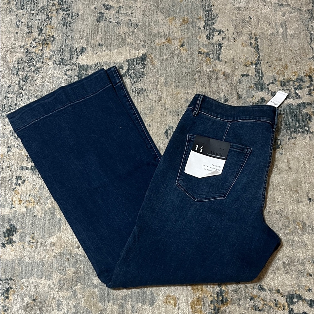 NWT SZ14 WHBM Trouser Extra High Waist Soft Denim Jean